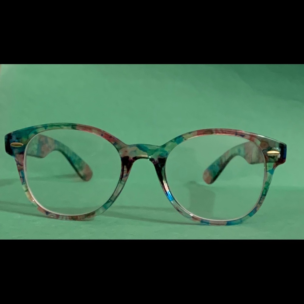 Green, pink, and blue cute fashion glasses
